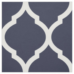 Navy Blue Moroccan Quatrefoil Large Scale Fabric