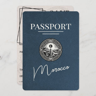 Navy Blue Morocco Passport Save The Date