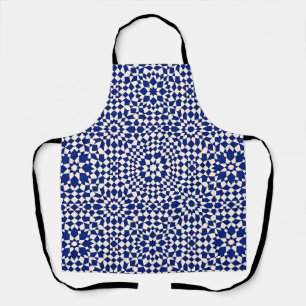 Navy Blue Mosaic Geometric Pattern Apron