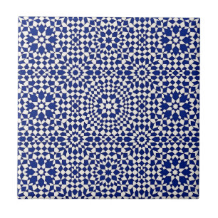 Navy Blue Mosaic Geometric Pattern Ceramic Tile