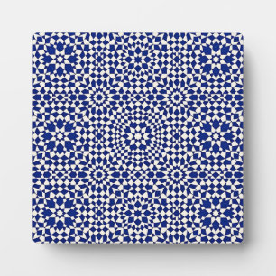 Navy Blue Mosaic Geometric Pattern Plaque
