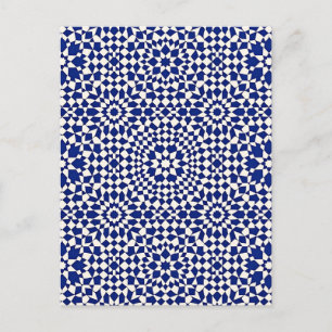 Navy Blue Mosaic Geometric Pattern Postcard