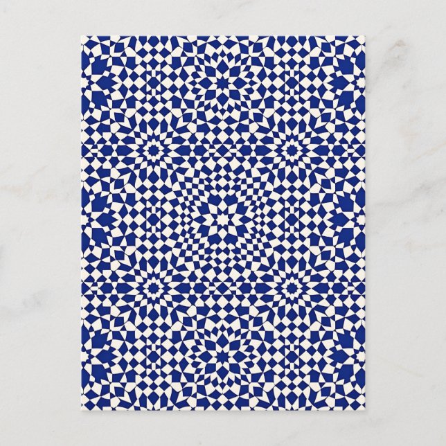 Navy Blue Mosaic Geometric Pattern Postcard (Front)