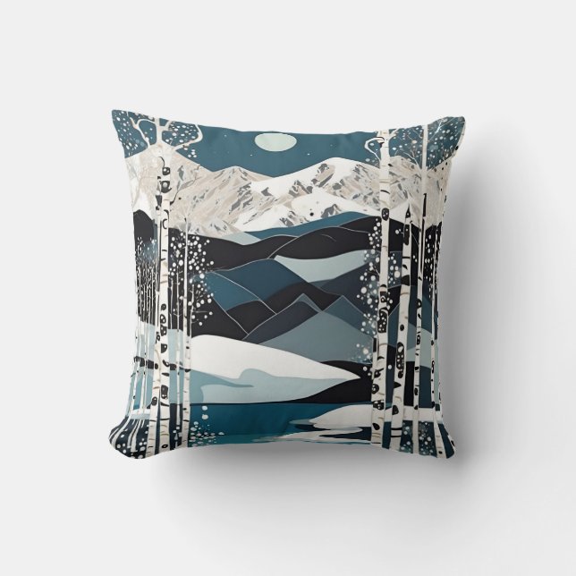 Navy Blue Mountain Cushion (Front)