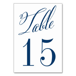 Navy Blue Mr. & Mrs. Elegant Script Table Numbers
