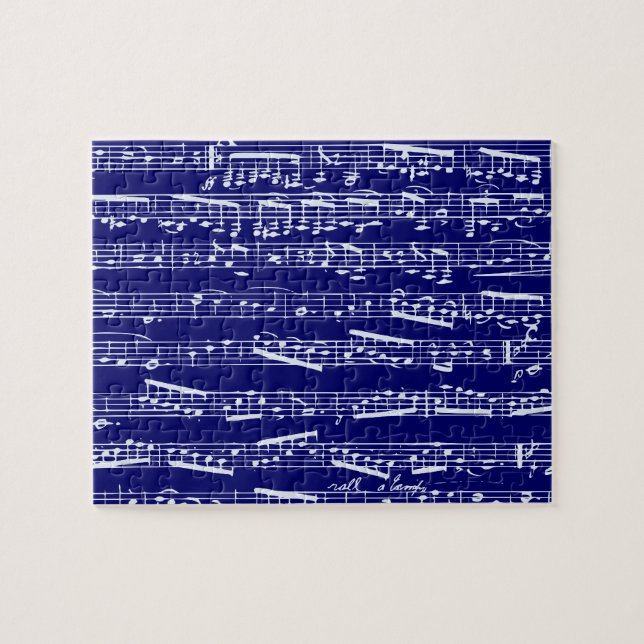 Navy blue music notes jigsaw puzzle (Horizontal)