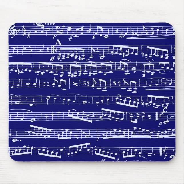 Navy blue music notes mouse pad (Front)