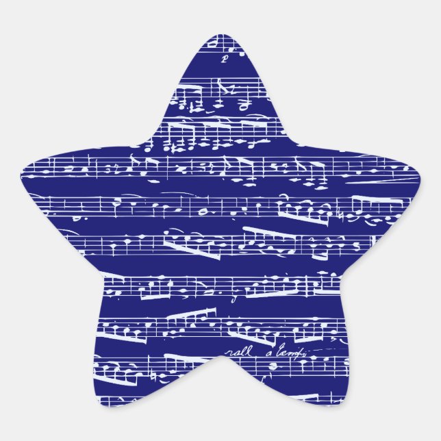 Navy blue music notes star sticker (Front)