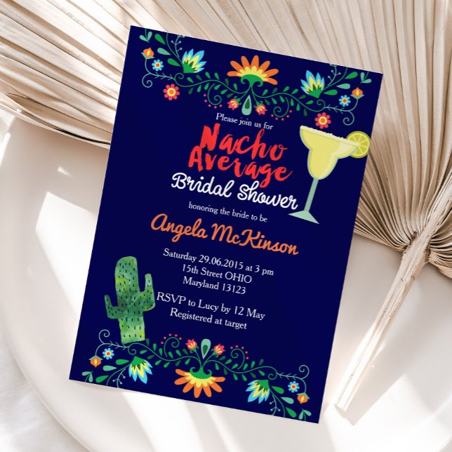 Navy Blue Nacho Average Bridal Shower Invitation (Creator Uploaded)