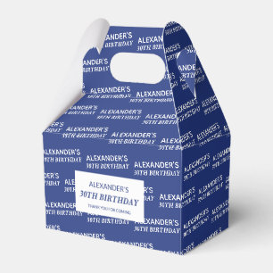 Navy Blue Name & Age Birthday Favour Boxes