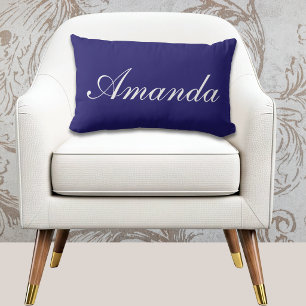 Navy Blue Name Lumbar Cushion