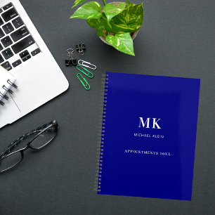 Navy blue name monogram 2026 planner