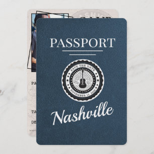 Navy Blue Nashville Passport Save The Date