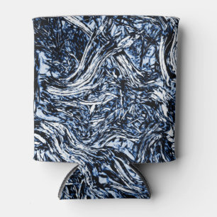 Navy Blue Nature Abstract Pattern Can Cooler