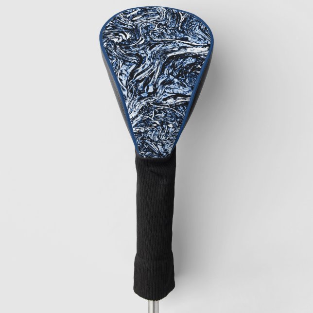 Navy Blue Nature Abstract Pattern Golf Head Cover (Front)