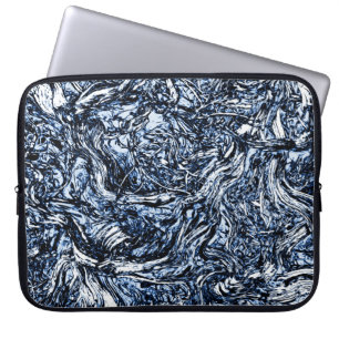 Navy Blue Nature Abstract Pattern Laptop Sleeve