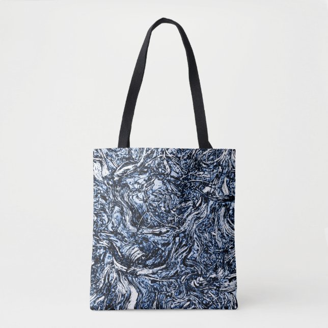 Navy Blue Nature Abstract Pattern Tote Bag (Front)