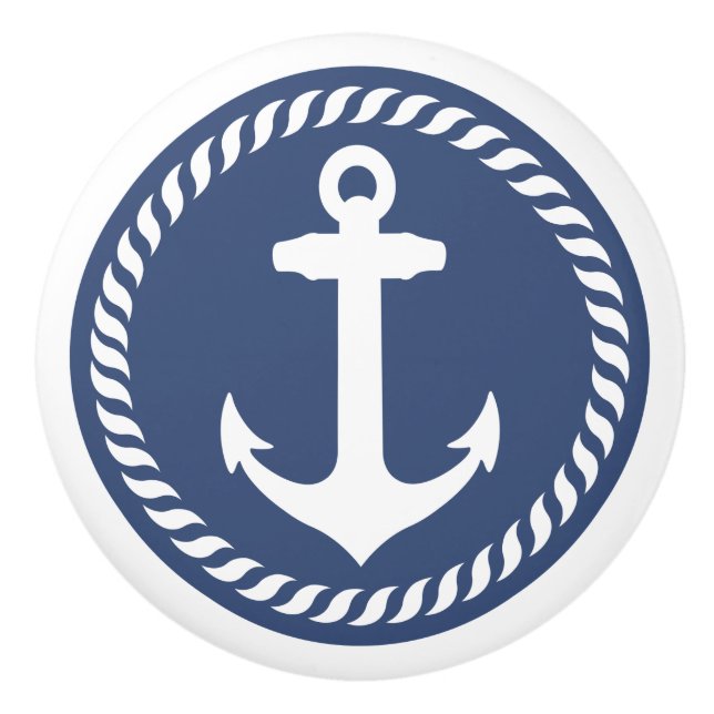 Navy Blue Nautical Anchor Drawer Knob (Front)