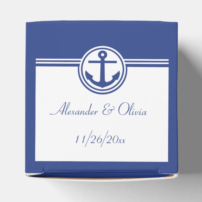 Navy Blue Nautical Anchor Favour Box (Top)