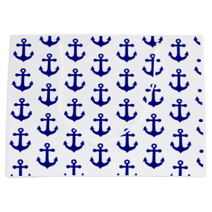 Navy blue nautical anchor large gift bag