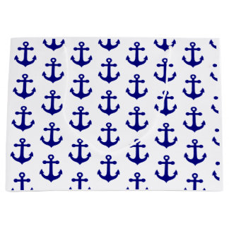 Navy blue nautical anchor  large gift bag