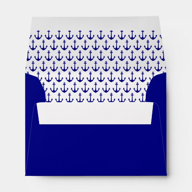 Navy Blue Nautical Anchor Pattern Envelopes (Back (Bottom))