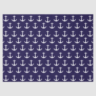 Navy Blue Nautical Anchor Pattern Tissue Paper