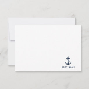 Navy Blue Nautical Anchor Sailboat Cruise Thank You Card