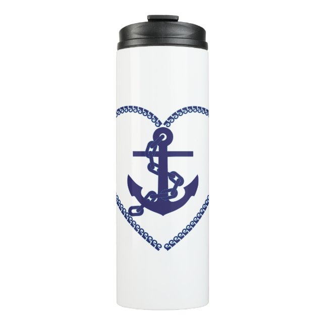 Navy Blue Nautical Anchor Sailor Choice Thermal Tumbler (Front)