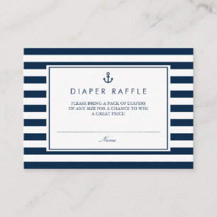 Navy Blue Nautical Baby Shower Diaper Raffle Enclosure Card