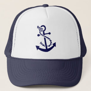 Navy Blue Nautical Boat Anchor 3 Trucker Hat