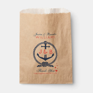 Navy Blue Nautical Boat Anchor And Rope Favour Bag