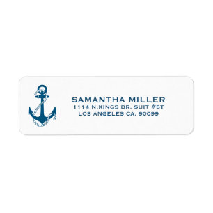 Navy Blue Nautical Boat Anchor Return Address Label