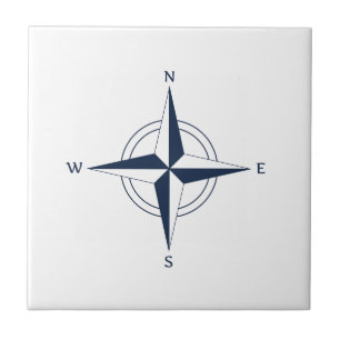 Navy Blue Nautical Compass Tile