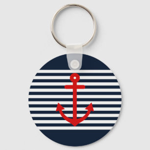 Navy Blue Nautical Key Ring