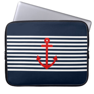 Navy Blue Nautical Laptop Sleeve