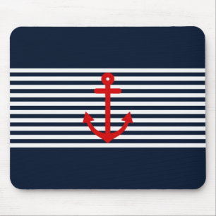 Navy Blue Nautical Mouse Pad