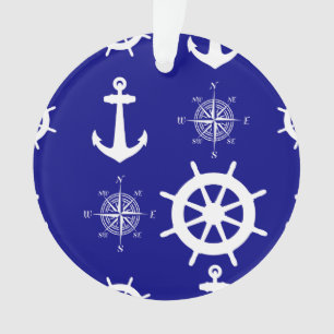 Navy Blue Nautical Pattern Ornament