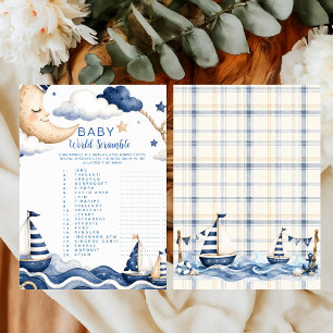 Navy Blue Nautical Sailboat Baby Word Scramble