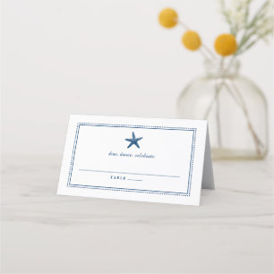 Navy Blue Nautical Starfish Wedding Escort Place Card
