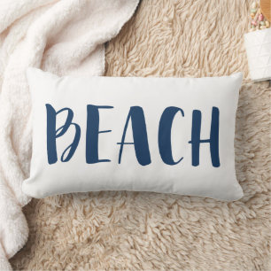 Navy Blue Nautical Stripe Beach House Lumbar Cushion