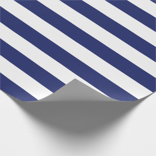 Navy Blue Nautical Stripes Wrapping Paper