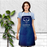 Navy Blue Nautical Theme Family Name Apron<br><div class="desc">Unique nautical theme design for your family kitchen or your family getaway kitchen.</div>