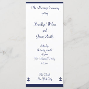 Navy Blue Nautical Wedding Ceremony Programs