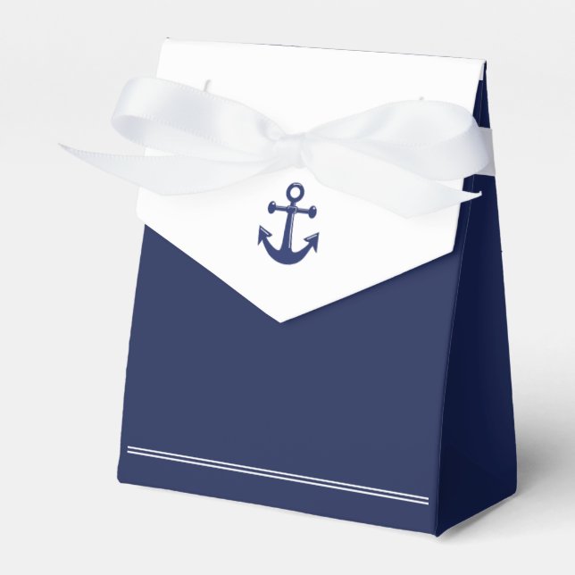 Navy Blue Nautical Wedding Favour Boxes With Ancho (Front Side)