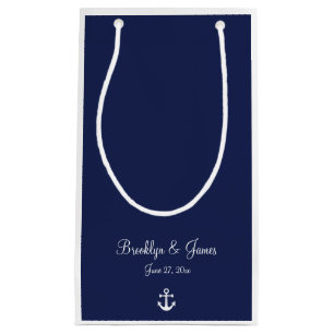 Navy Blue Nautical Wedding Gift Bags Small
