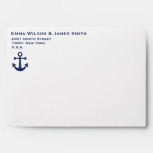 Navy Blue Nautical Wedding Invitation Envelopes