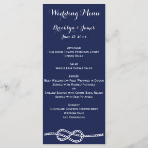 Navy Blue Nautical Wedding Menu Cards Knot