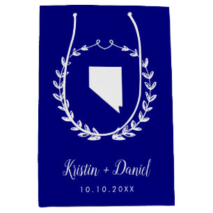 Navy Blue Nevada Map Wedding Welcome Swag Medium Gift Bag