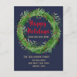 Navy Blue New Home Happy Holiday Postcard